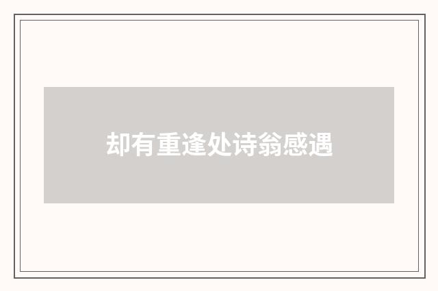 却有重逢处诗翁感遇