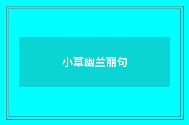小草幽兰丽句