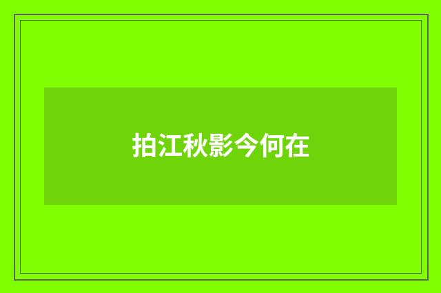 拍江秋影今何在