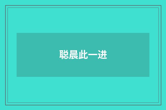 聪晨此一进