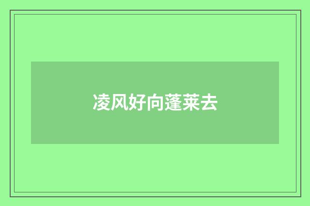 凌风好向蓬莱去