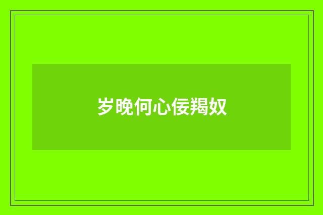 岁晚何心佞羯奴