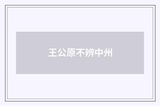 王公原不辨中州