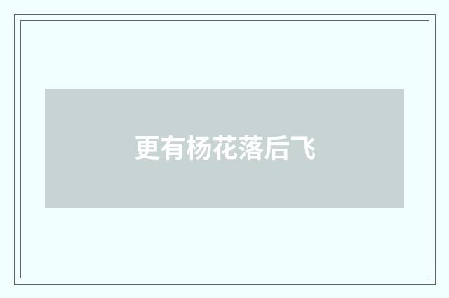 更有杨花落后飞