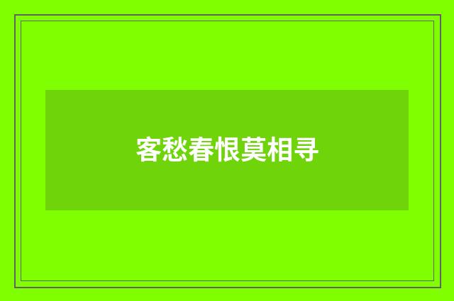 客愁春恨莫相寻