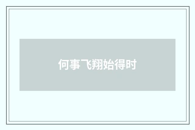 何事飞翔始得时