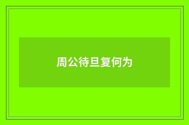 周公待旦复何为