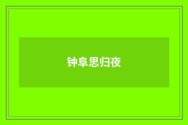 钟阜思归夜