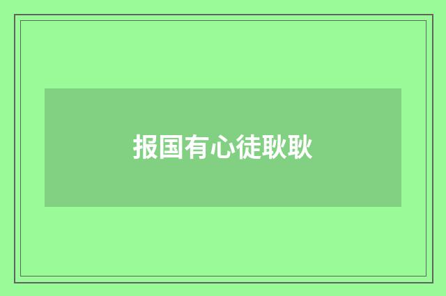 报国有心徒耿耿