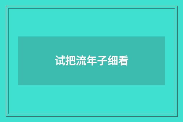 试把流年子细看