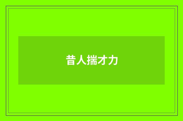 昔人揣才力