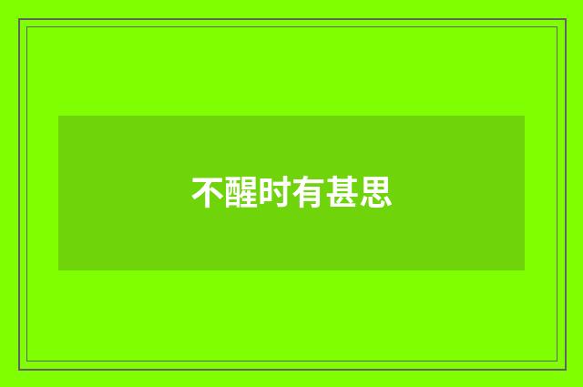 不醒时有甚思