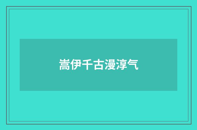 嵩伊千古漫淳气