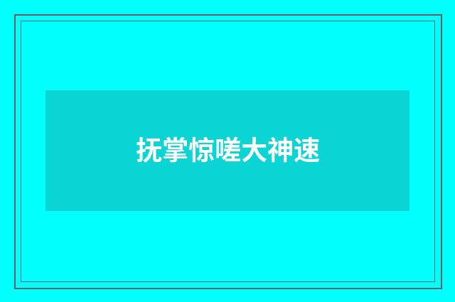 抚掌惊嗟大神速