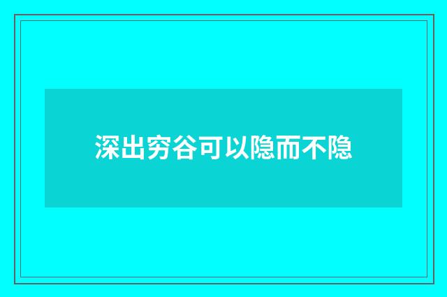 深出穷谷可以隐而不隐