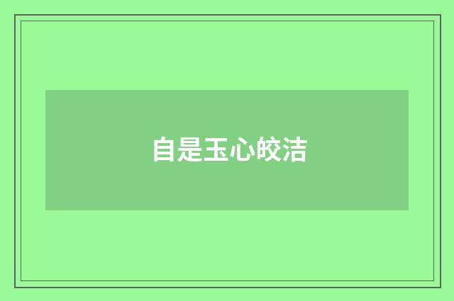 自是玉心皎洁