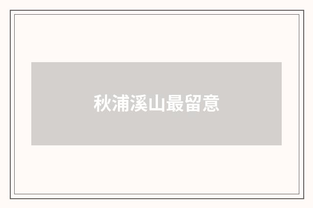秋浦溪山最留意