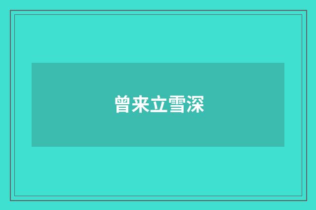 曾来立雪深