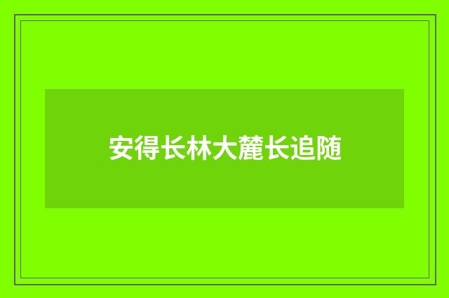安得长林大麓长追随