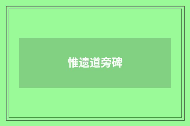 惟遗道旁碑