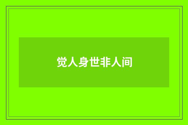 觉人身世非人间