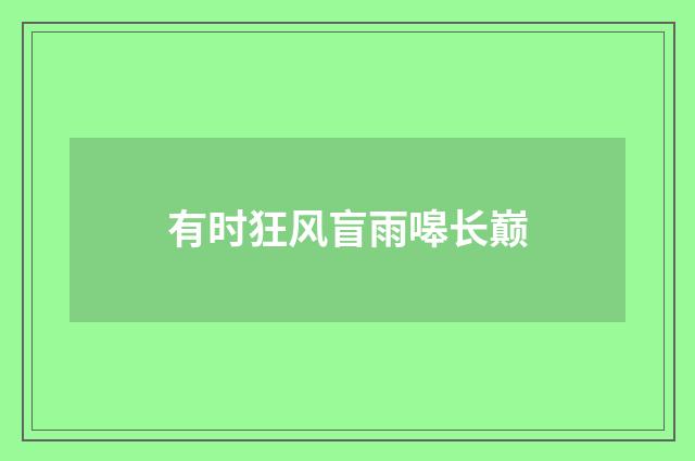 有时狂风盲雨嗥长巅
