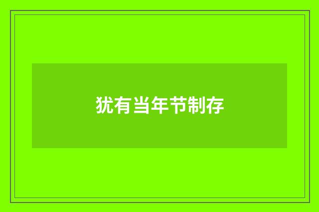 犹有当年节制存
