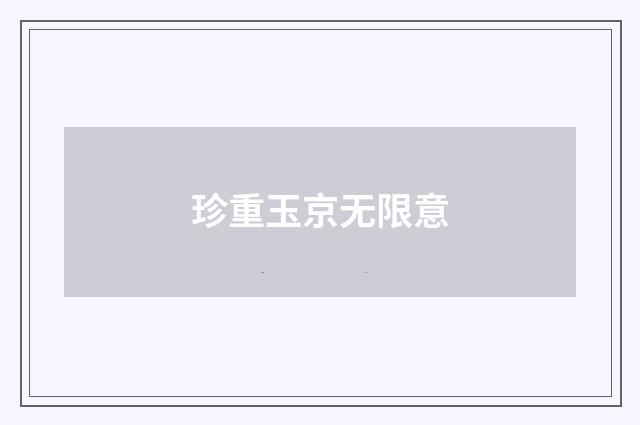 珍重玉京无限意