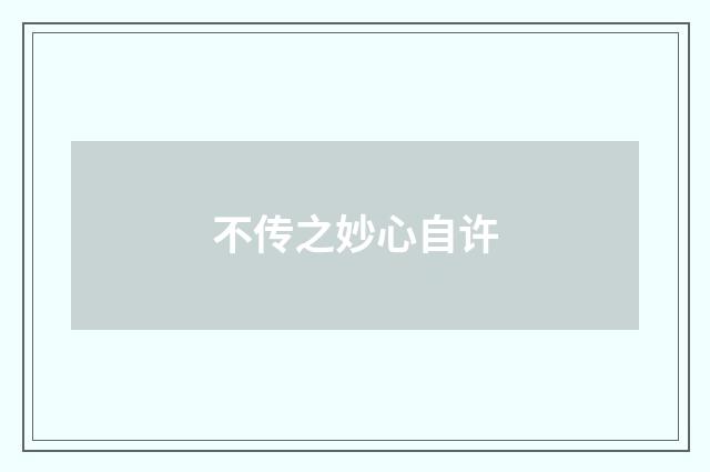 不传之妙心自许