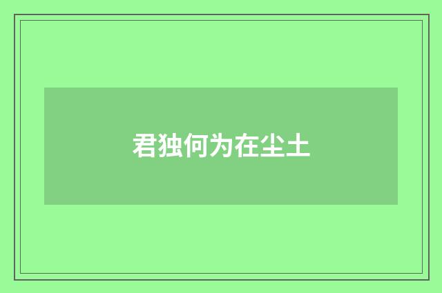 君独何为在尘土