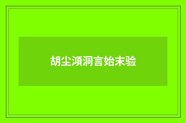 胡尘澒洞言始末验