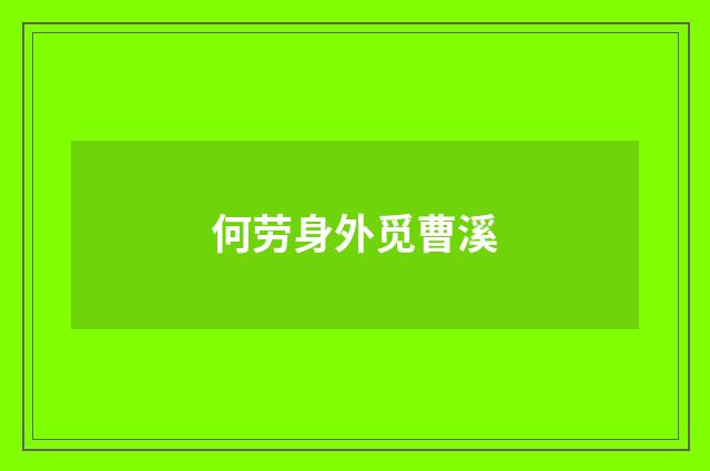 何劳身外觅曹溪