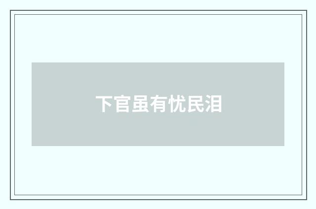 下官虽有忧民泪