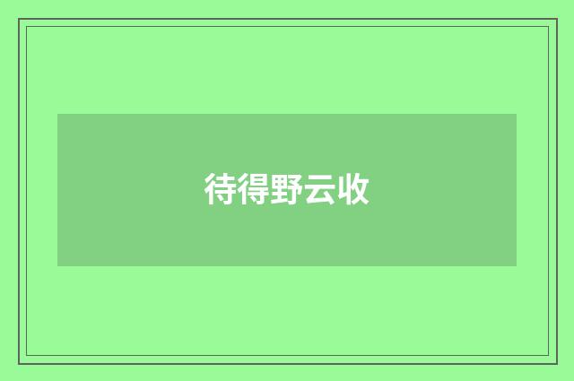 待得野云收