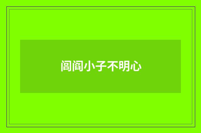 闾阎小子不明心