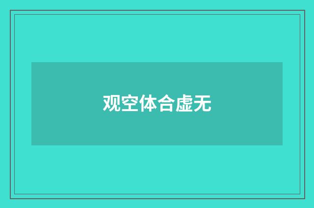 观空体合虚无