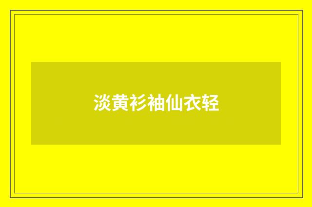 淡黄衫袖仙衣轻