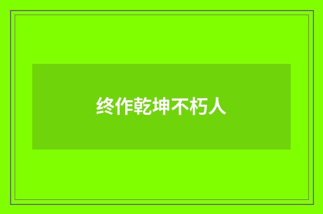 终作乾坤不朽人
