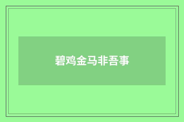 碧鸡金马非吾事
