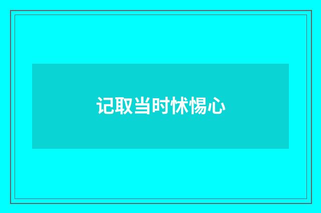 记取当时怵惕心