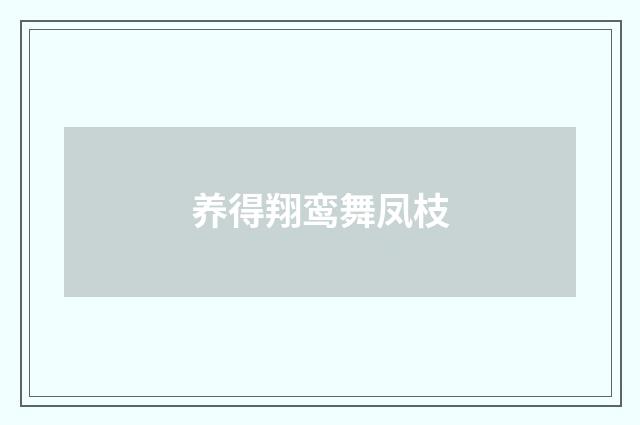 养得翔鸾舞凤枝