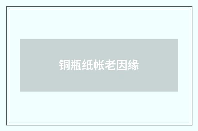 铜瓶纸帐老因缘
