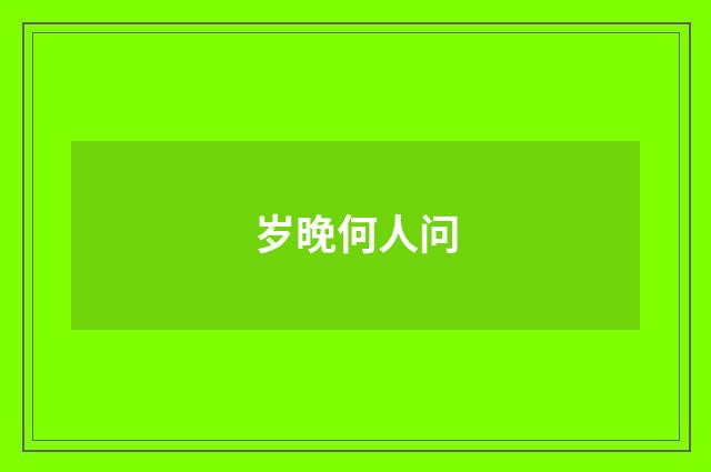 岁晚何人问