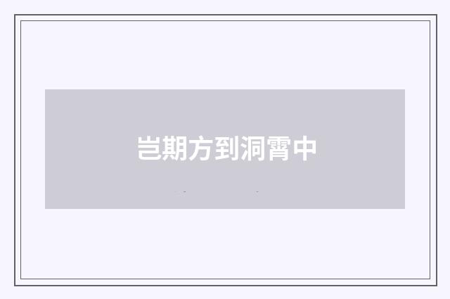 岂期方到洞霄中