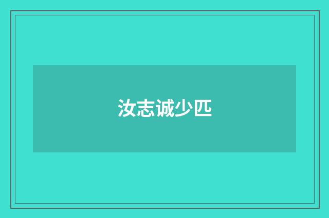 汝志诚少匹