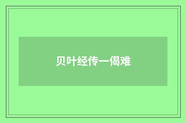 贝叶经传一偈难
