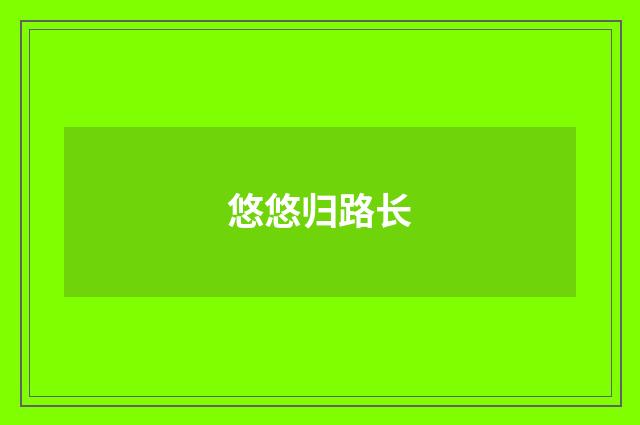 悠悠归路长