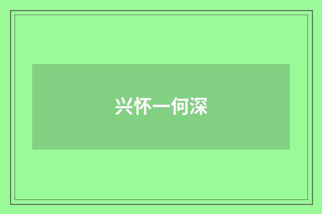 兴怀一何深