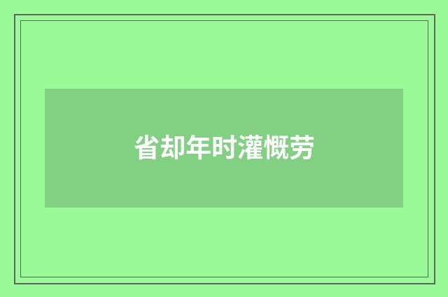 省却年时灌慨劳