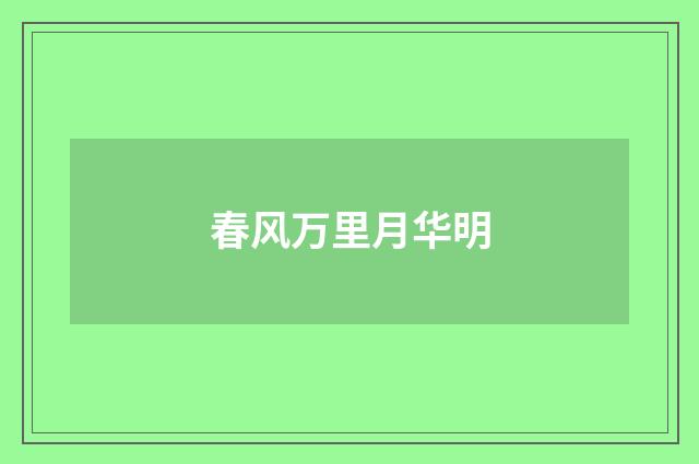 春风万里月华明